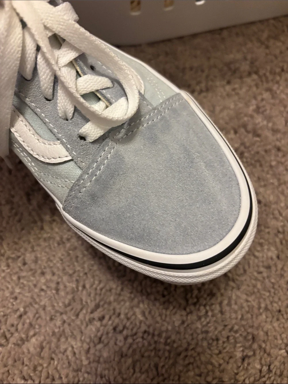Vans Old Skool Low-Top Sneakers in Light Blue and Gray with White Stripe